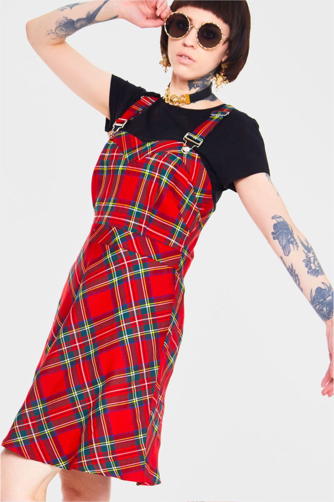 Tartan Troublemaker Dungaree Style Dress