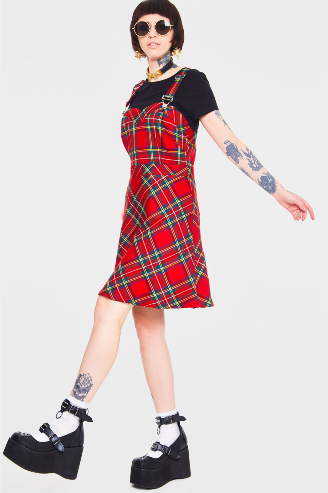 Tartan Troublemaker Dungaree Style Dress