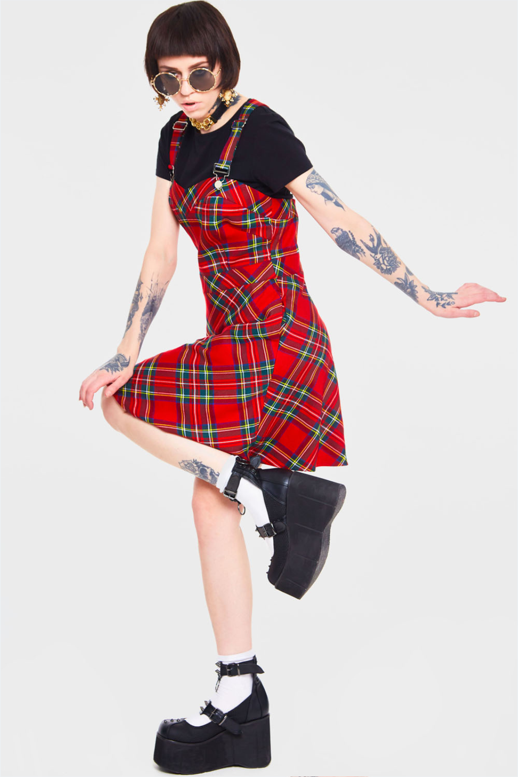 Tartan Troublemaker Dungaree Style Dress