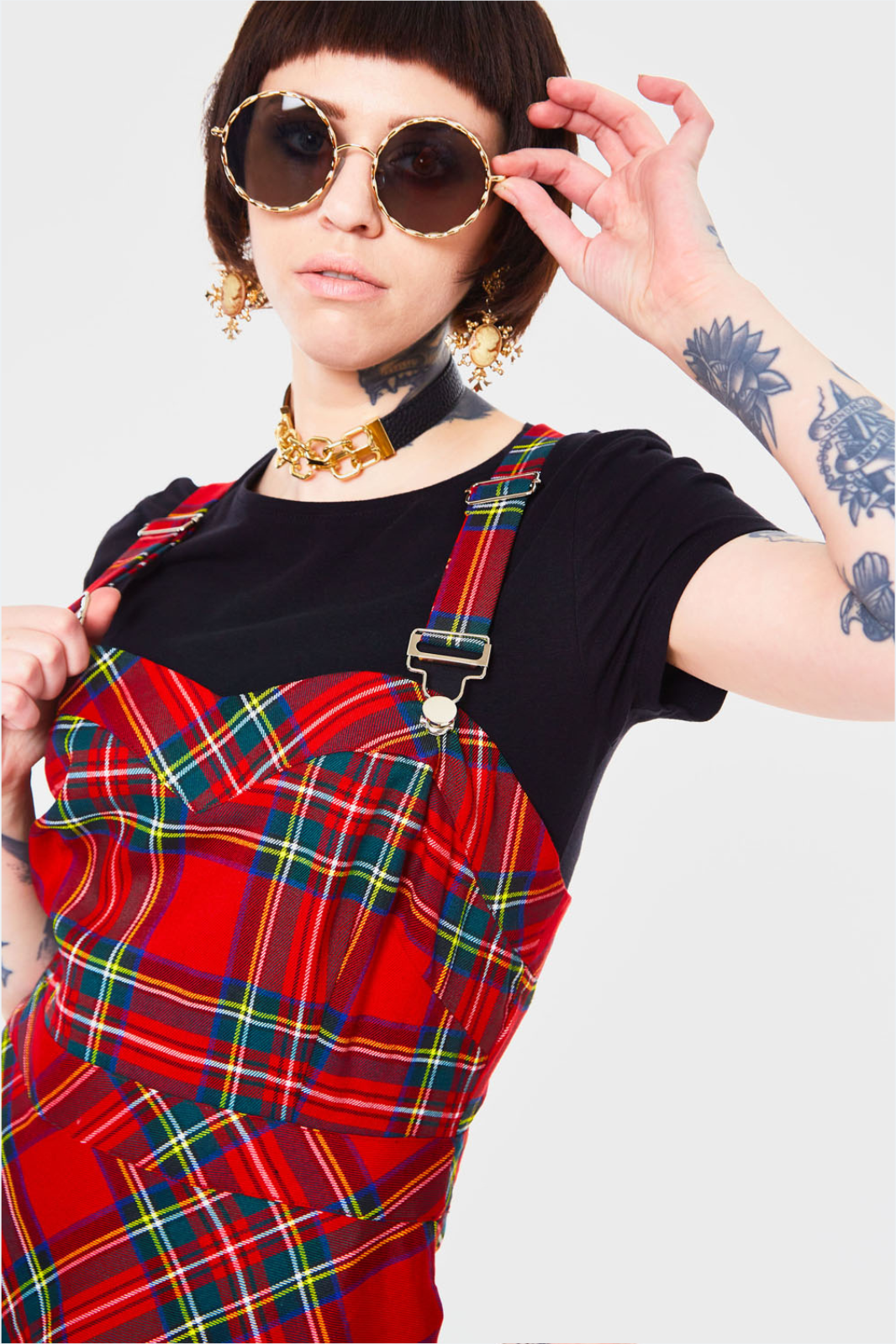 Tartan Troublemaker Dungaree Style Dress
