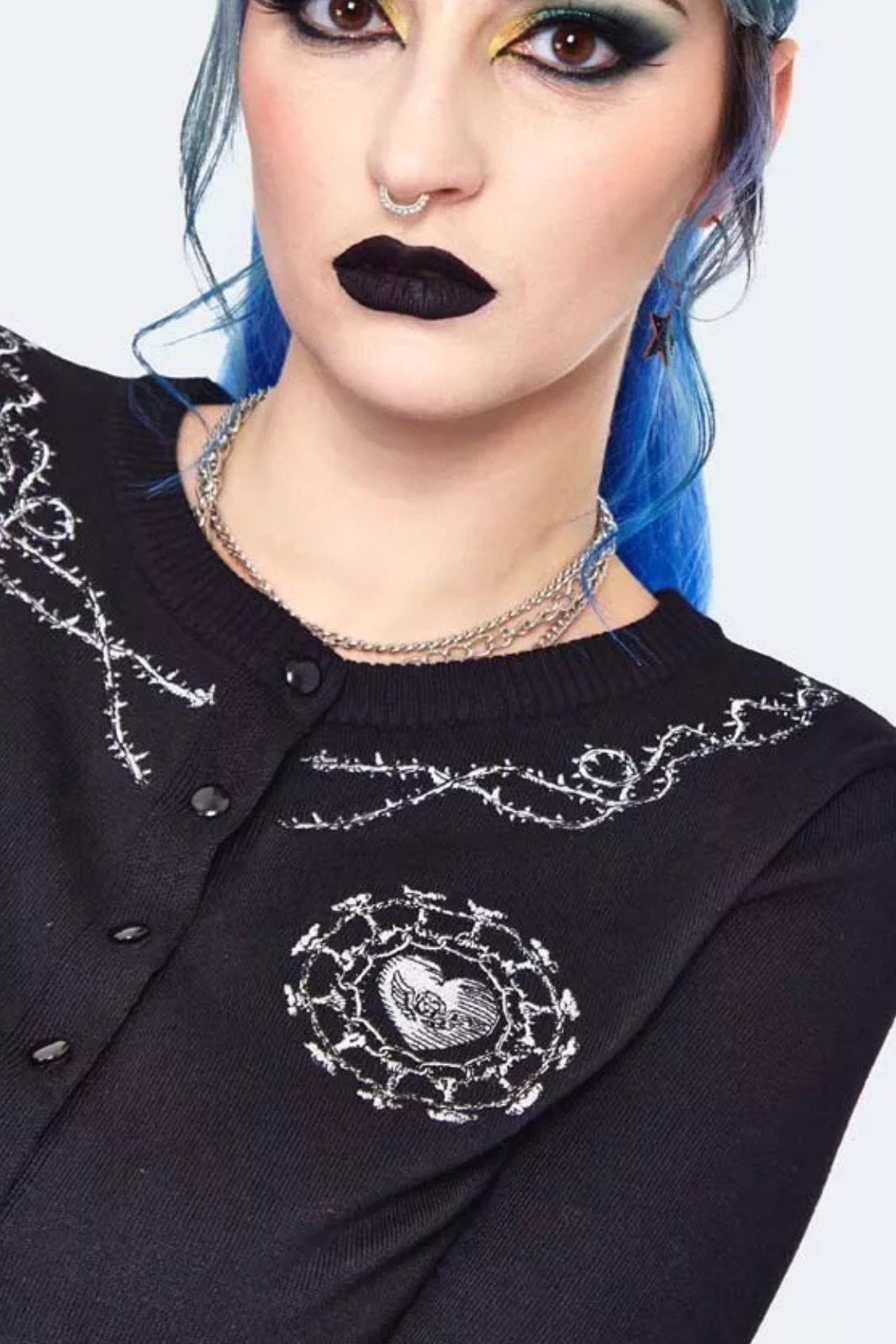 Jawbreaker Alchemic Heart Embroidered Cardigan Black