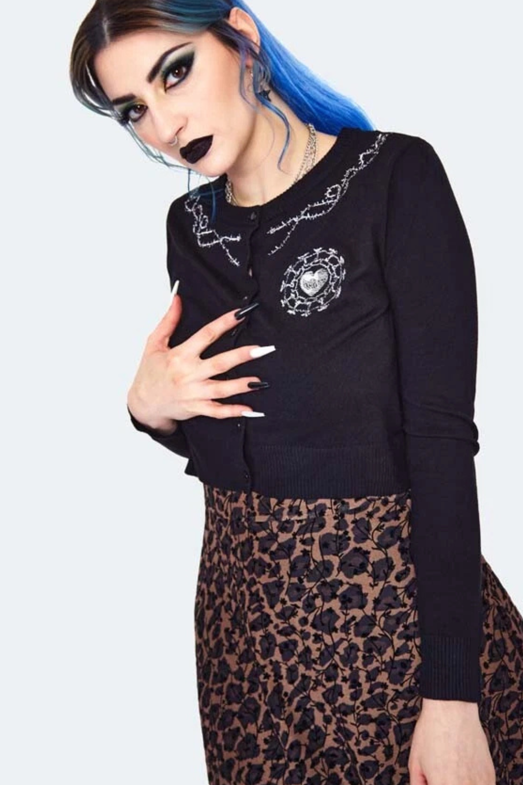 Jawbreaker Alchemic Heart Embroidered Cardigan Black