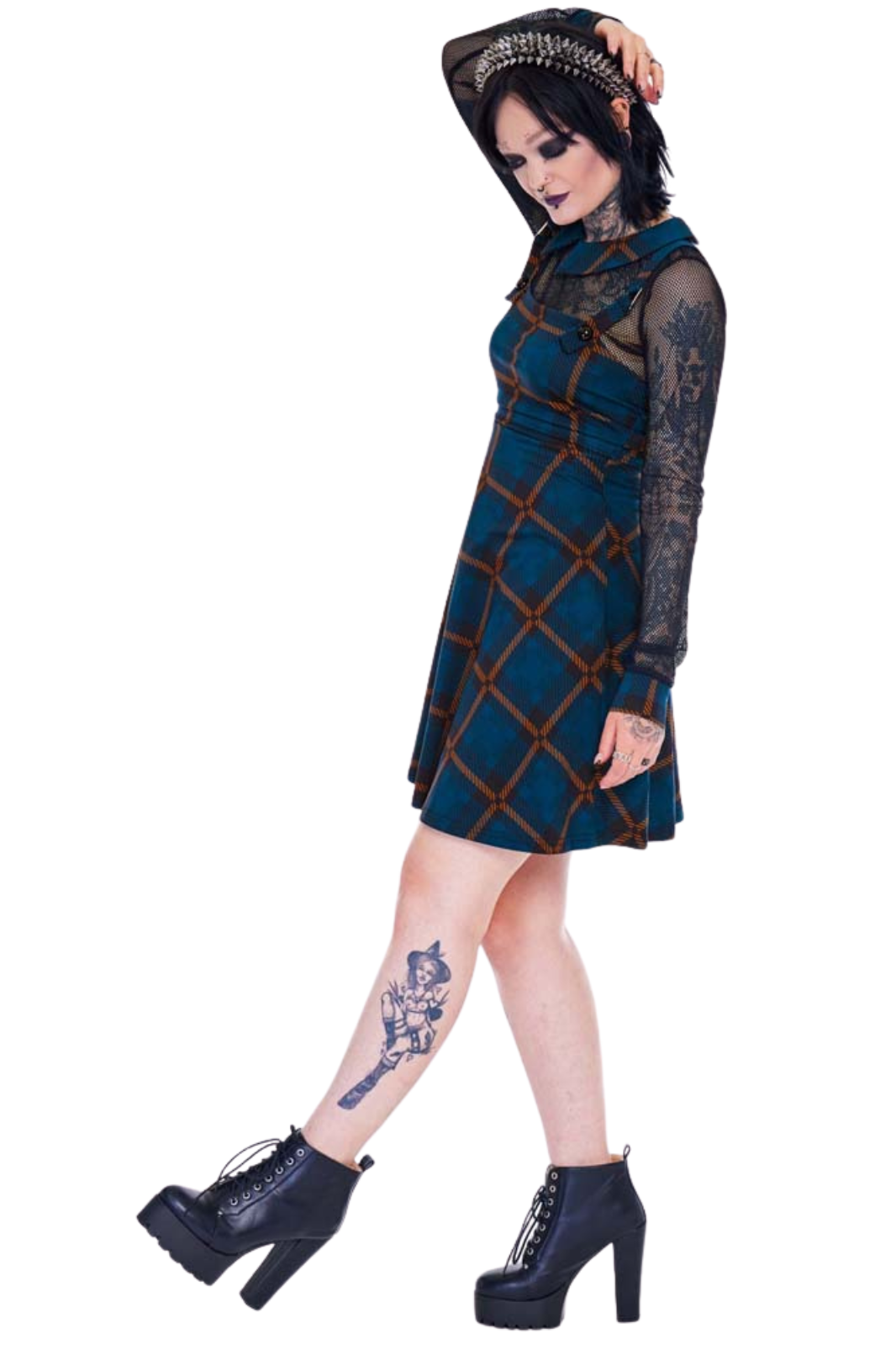 Get Fluid Plaid Overall Dress