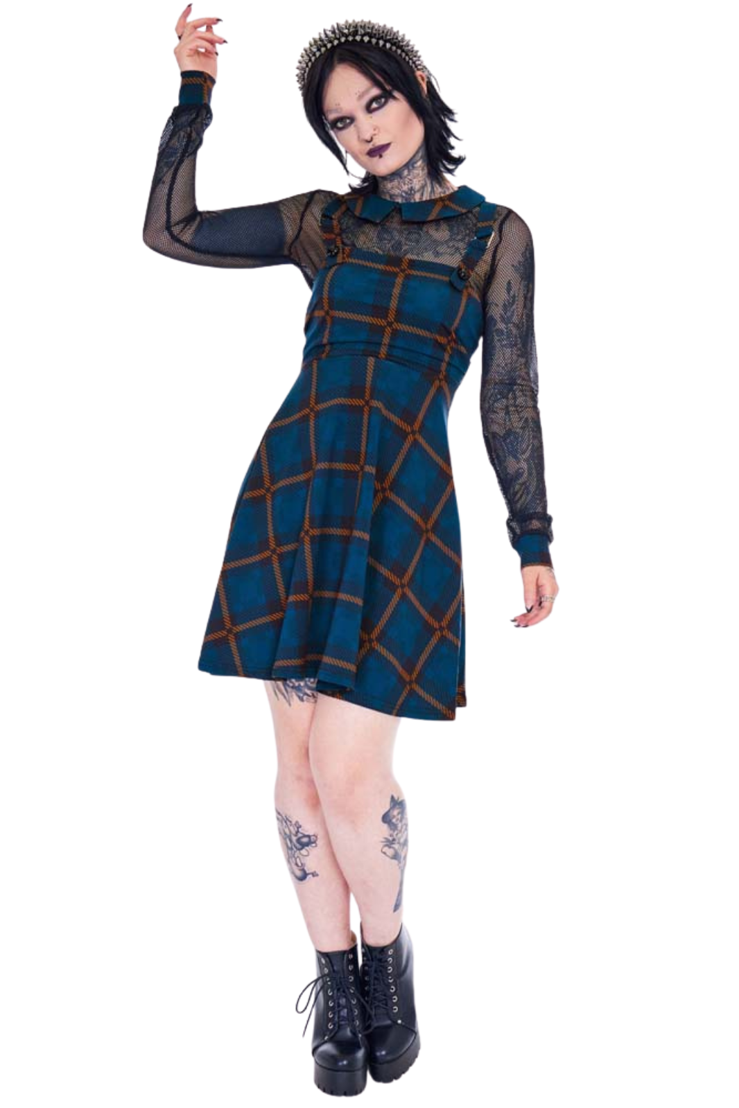 Get Fluid Plaid Overall Dress