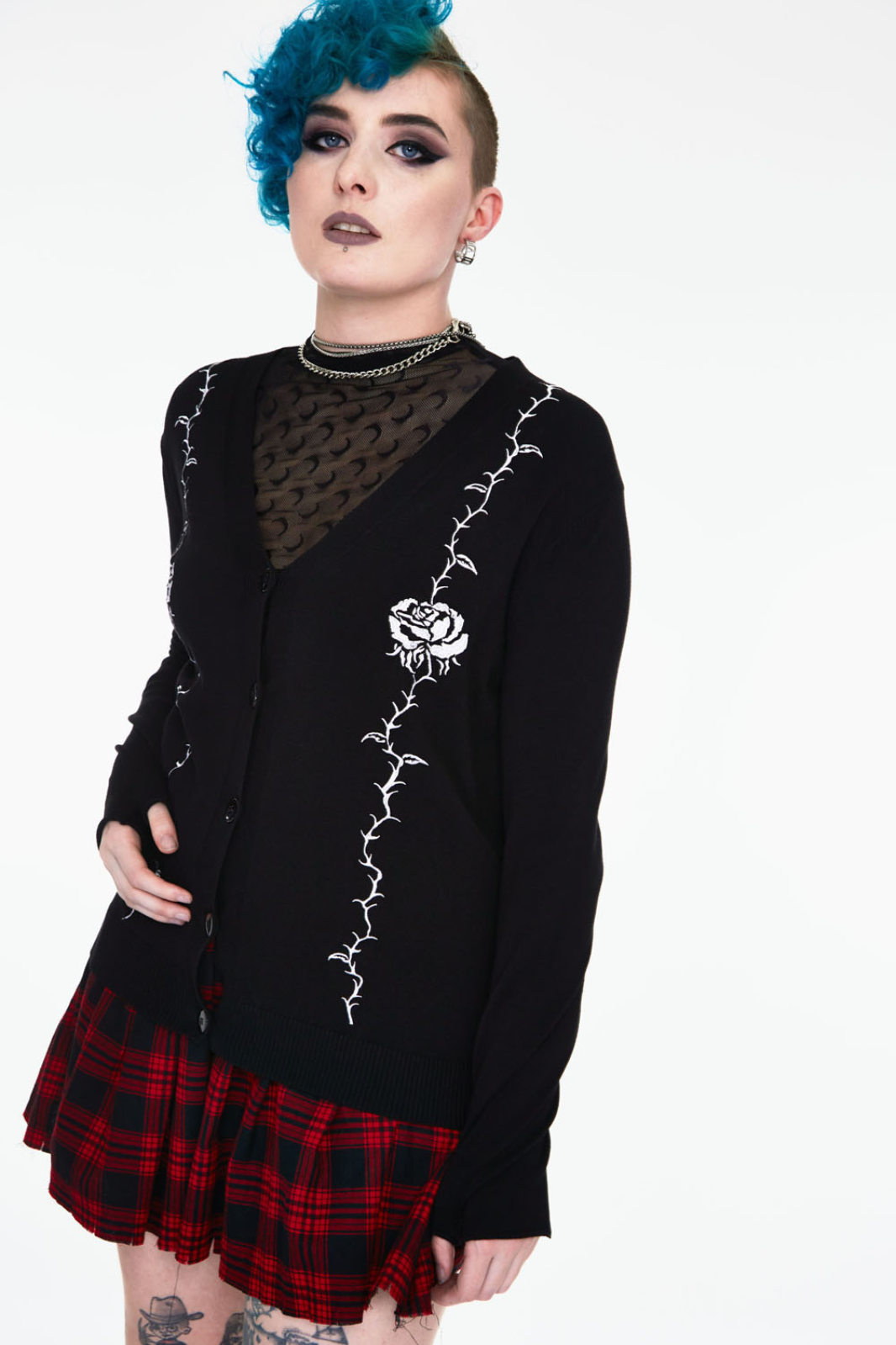 Thorns & Roses Thumb Mitten Cardigan