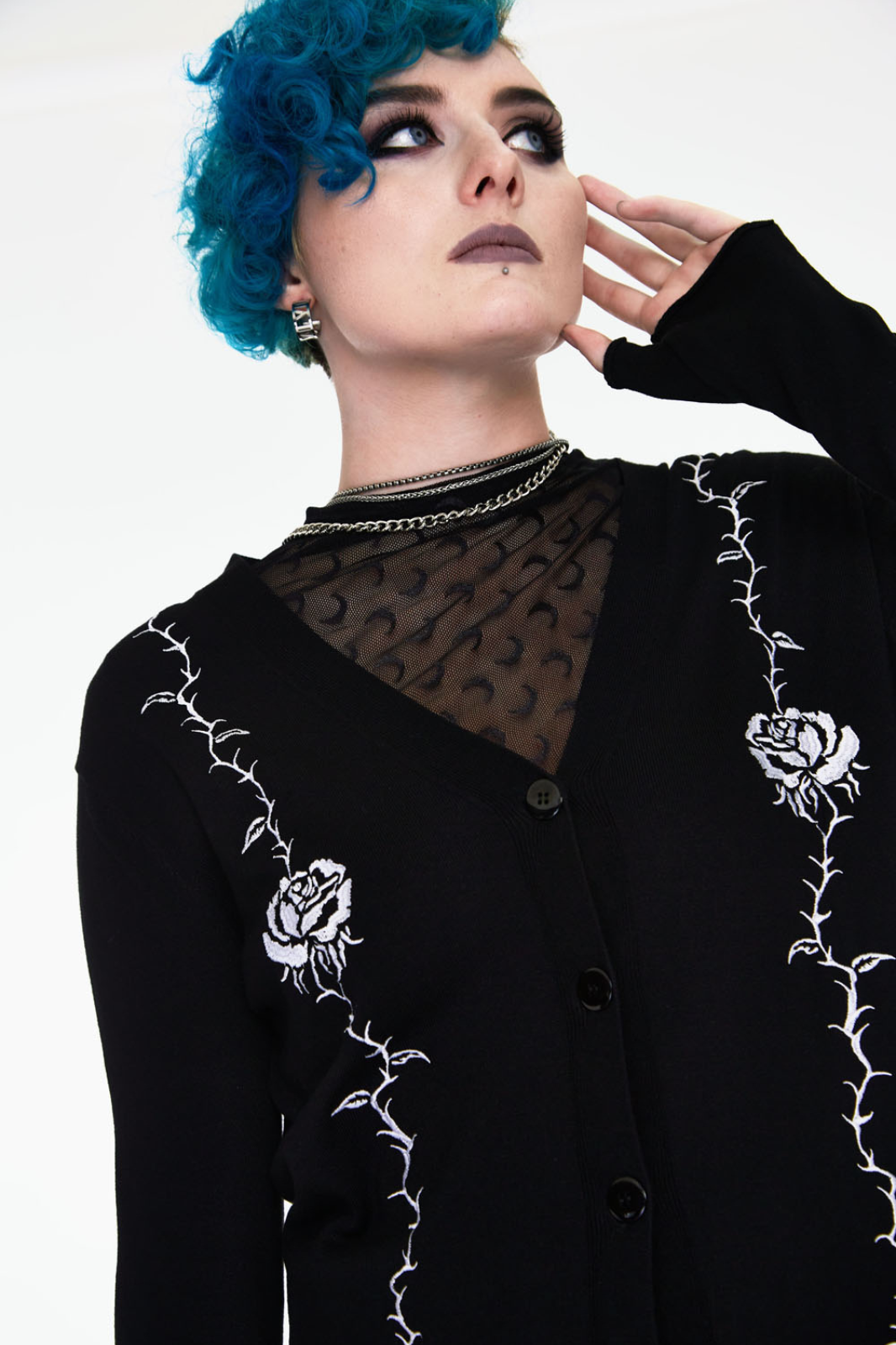 Thorns & Roses Thumb Mitten Cardigan