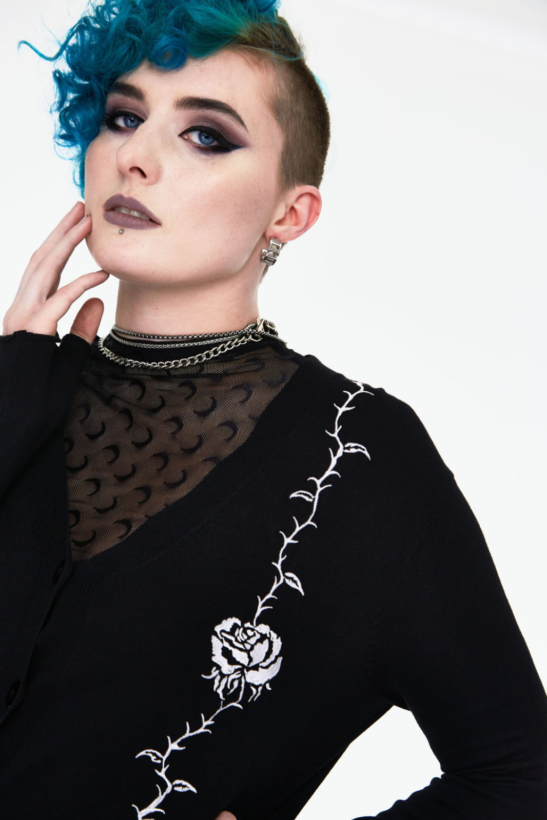 Thorns & Roses Thumb Mitten Cardigan