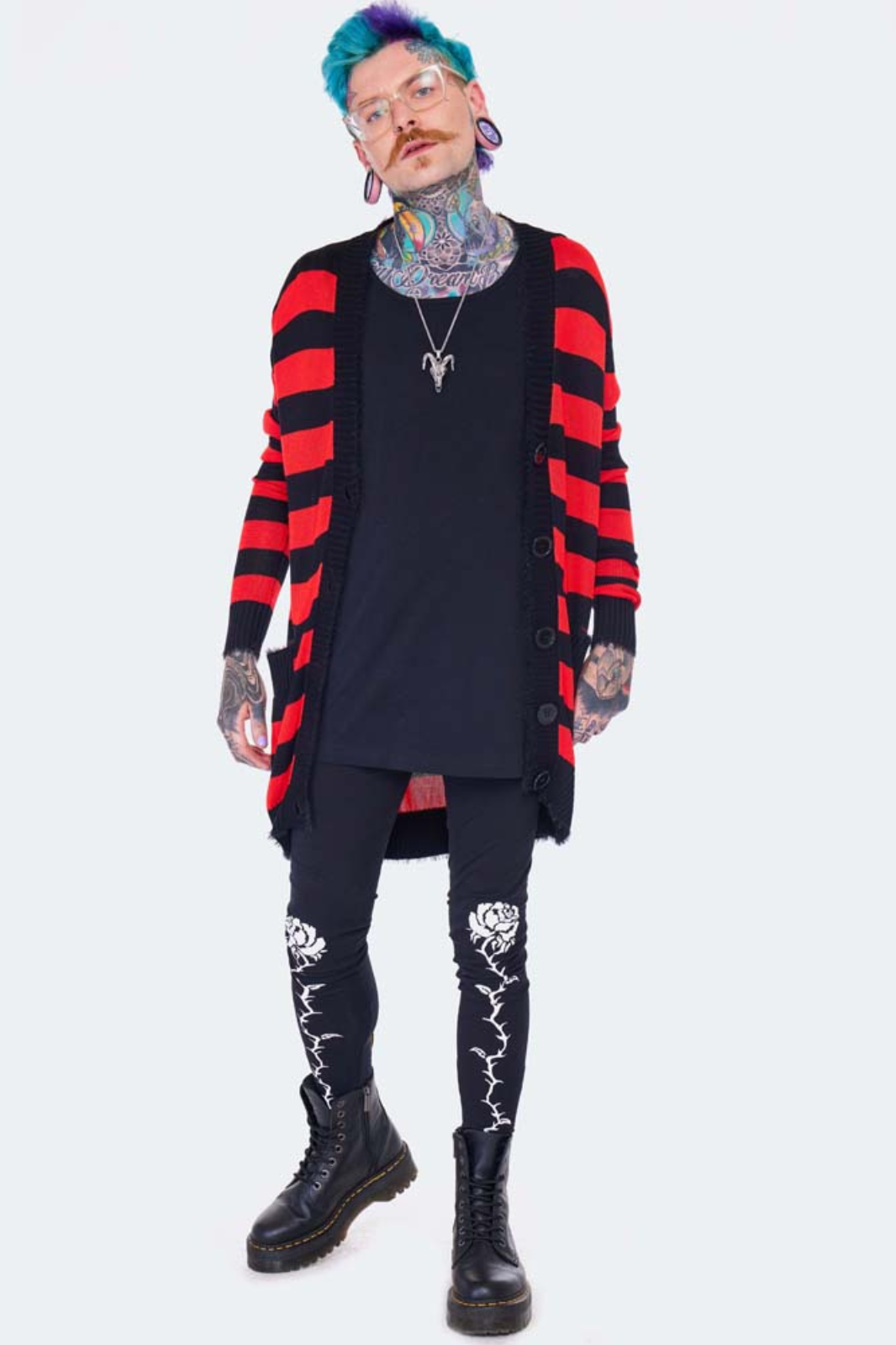 Red Striped Oversized Cardigan