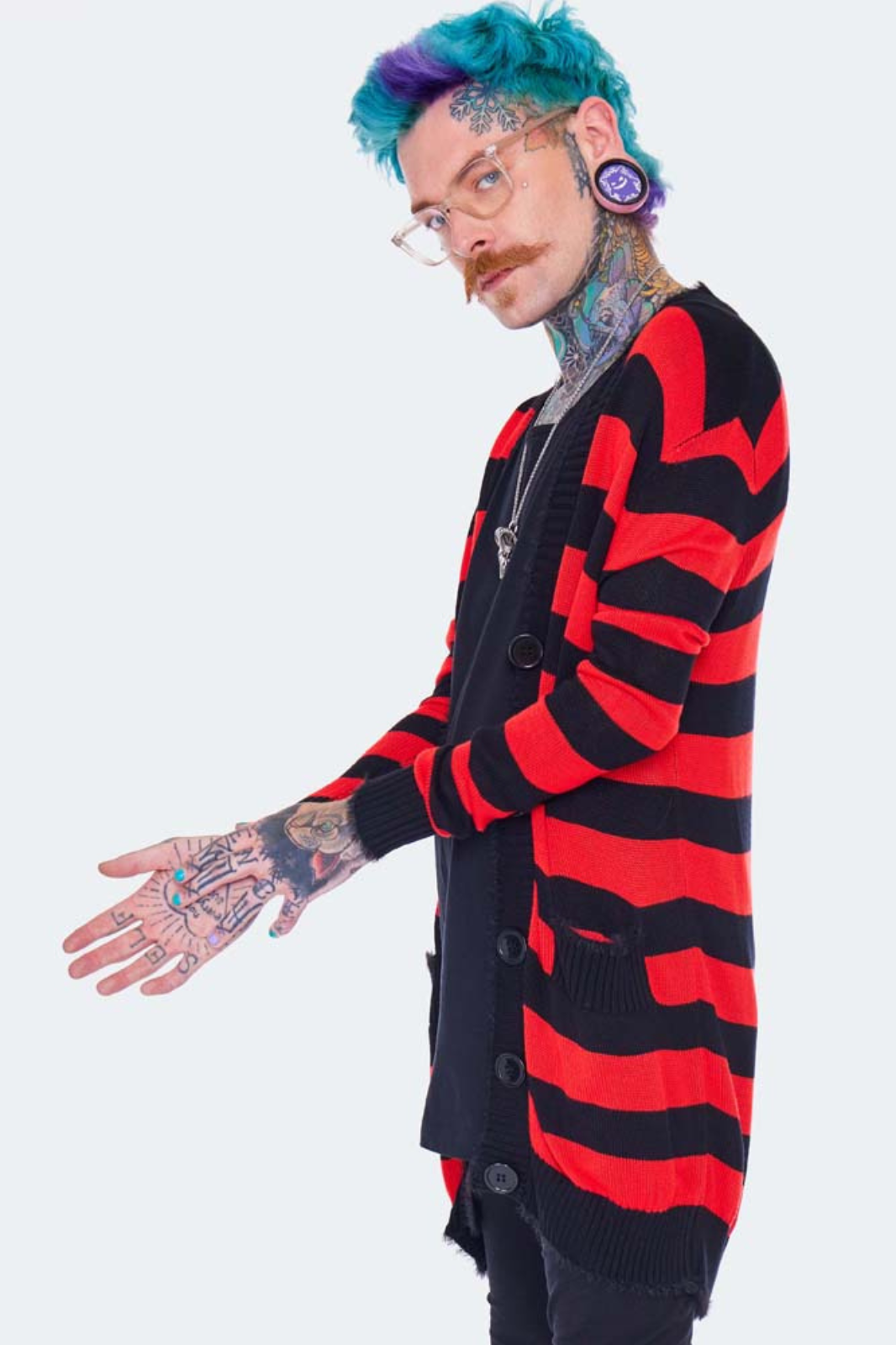 Red Striped Oversized Cardigan