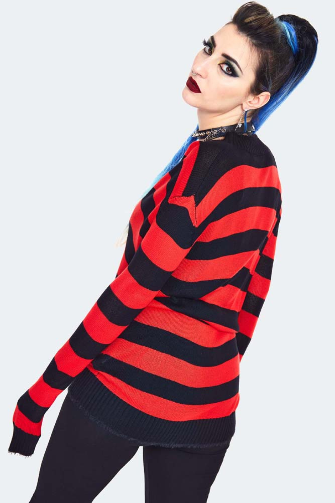 Red Striped Oversized Cardigan