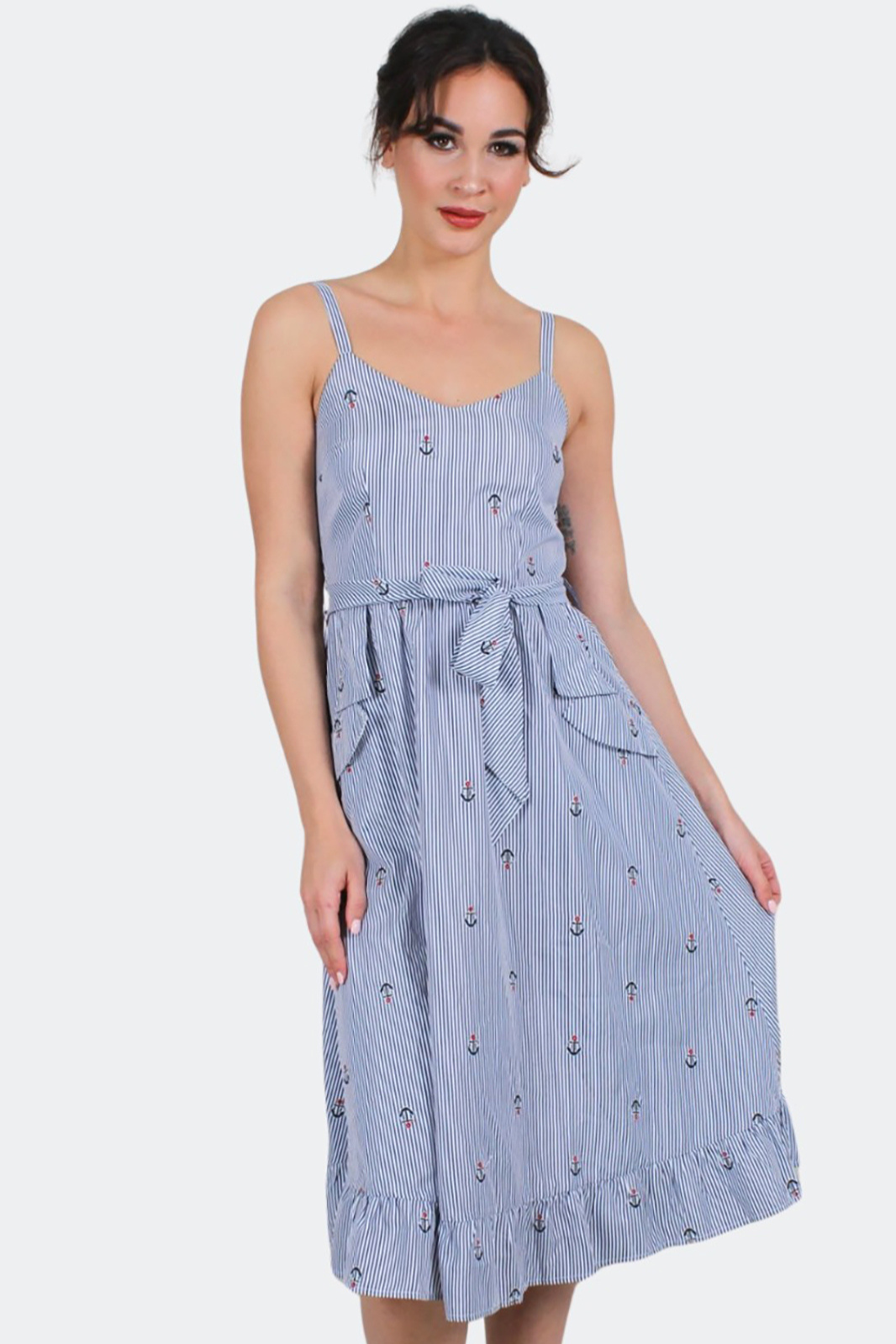 Andy Anchor Pinstripe Flare Dress