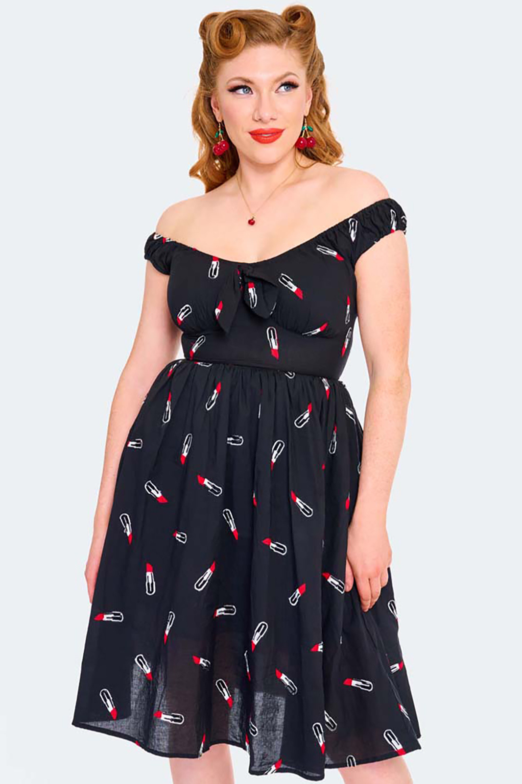 Lipstick Embroidered Flare Dress