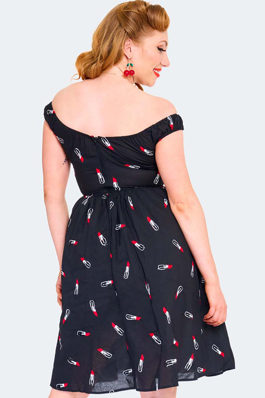Lipstick Embroidered Flare Dress
