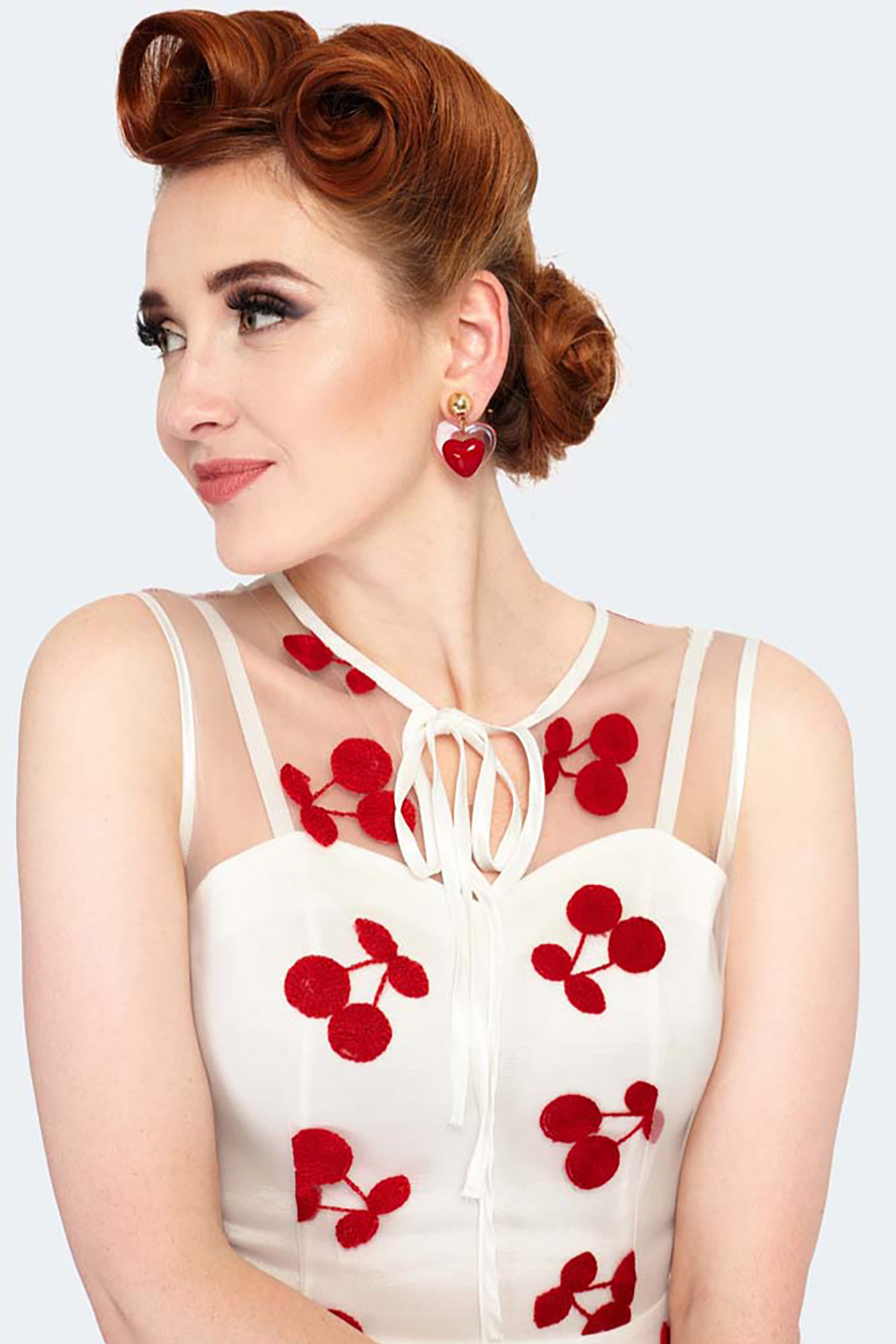 Cherry Embroidered Flare Dress