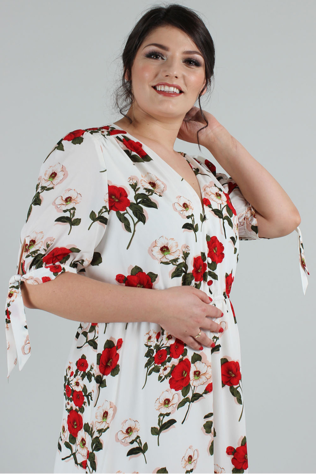 Curve Floral White Flare Dress