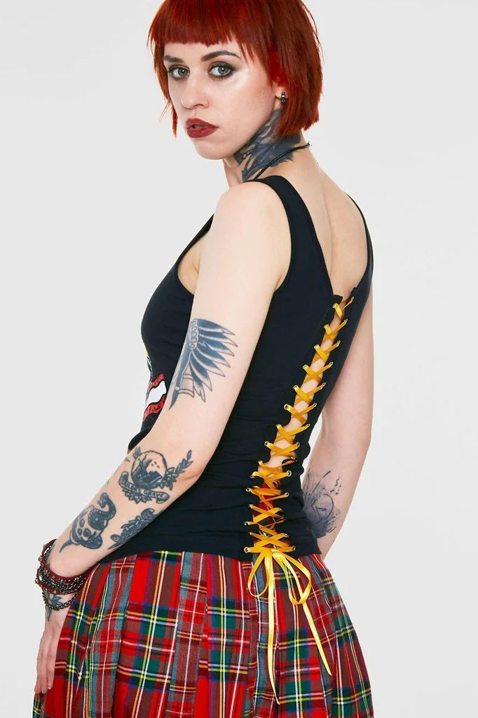 Zombie Skull Burger Tie Back Top