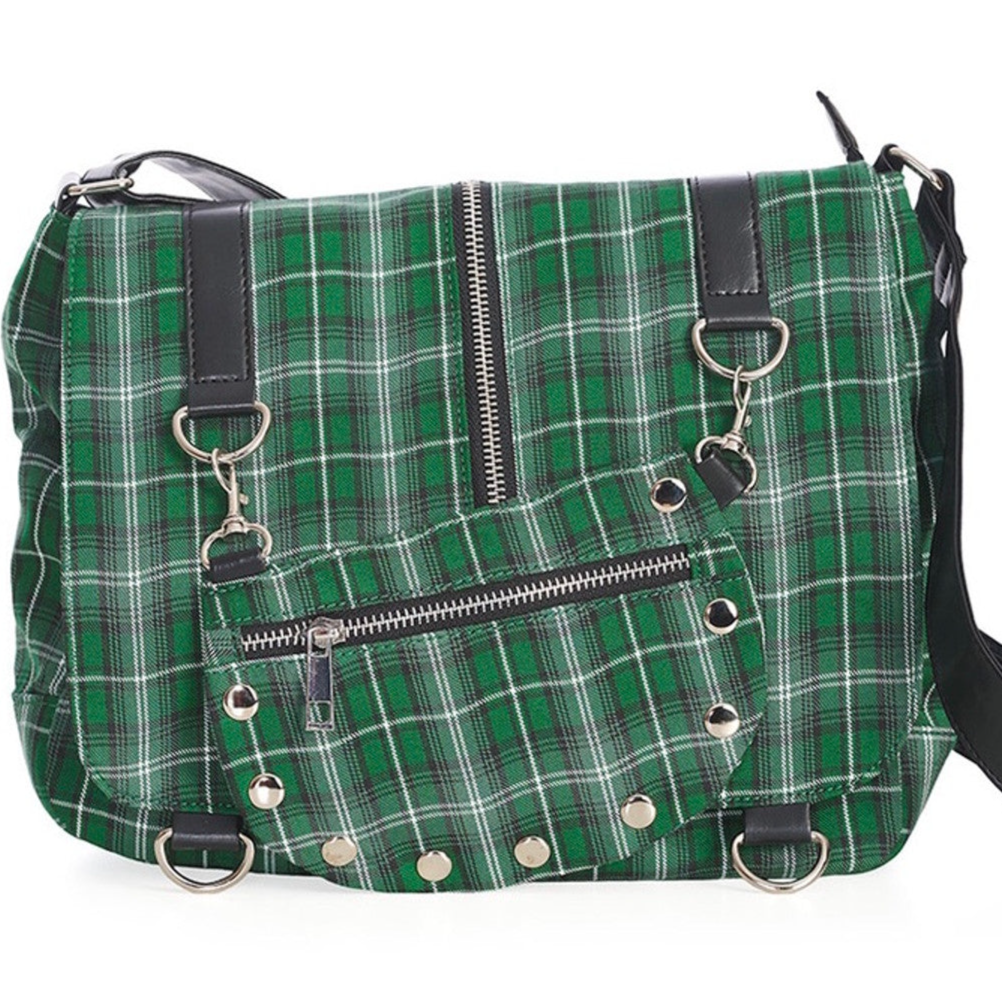 Green Tartan Messenger Bag