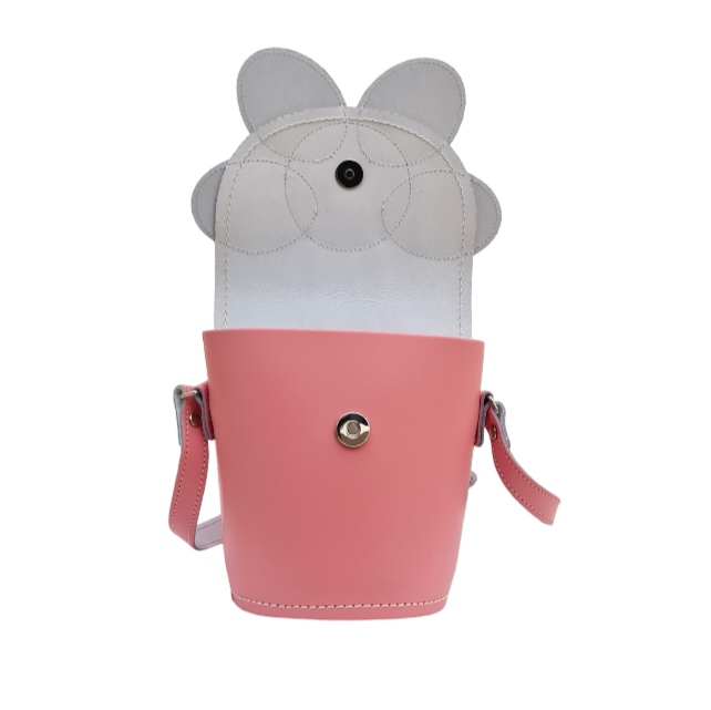 Handmade Leather Daisy Barrel Bag - Pastel Pink