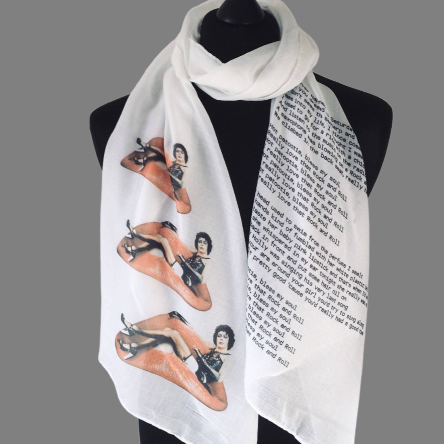 The Rocky Horror Picture Show Dr Frank N Furter scarf. Cult Film scarf. The Rocky Horror gift.