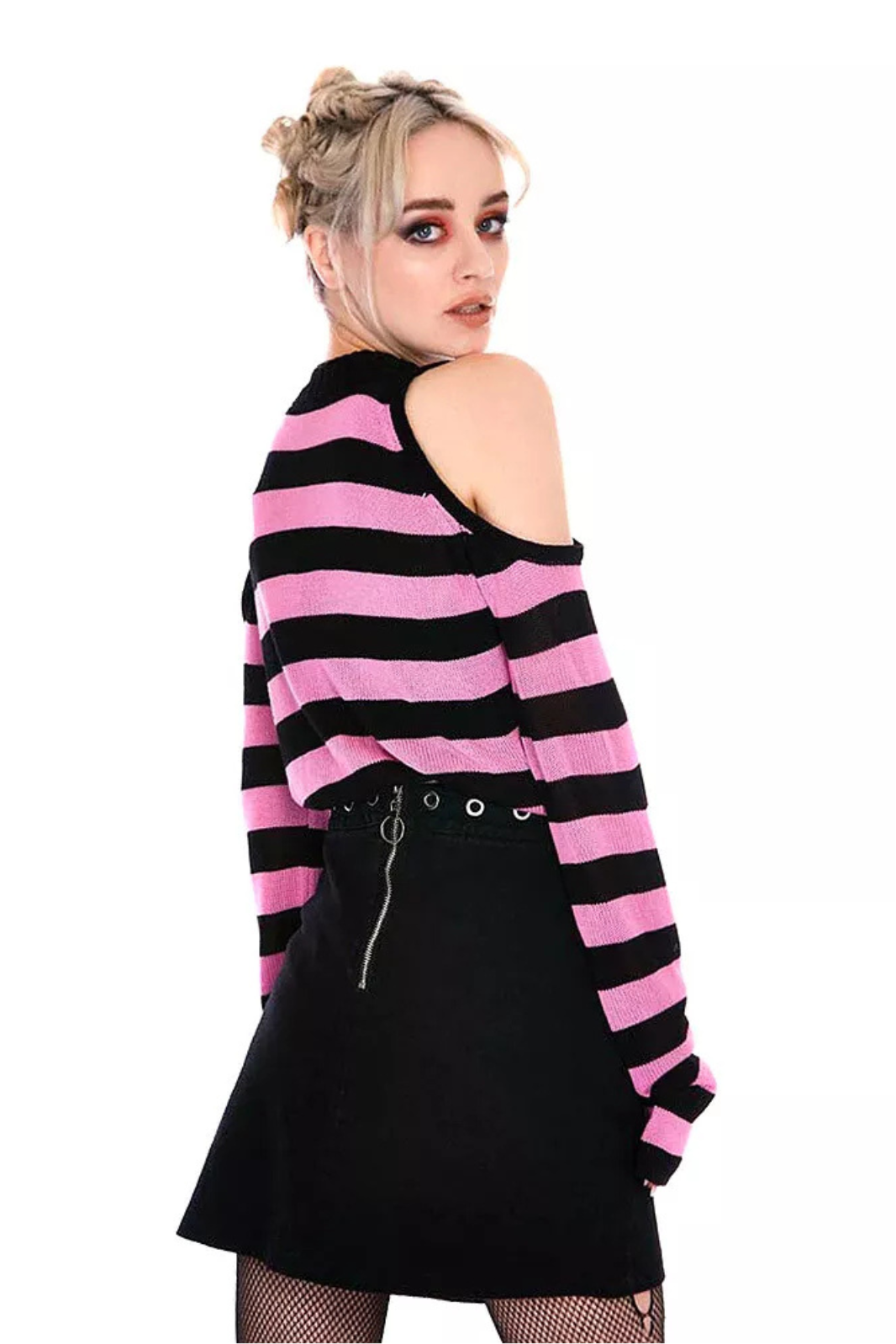 Jawbreaker Stripe Cold Shoulder Jumper