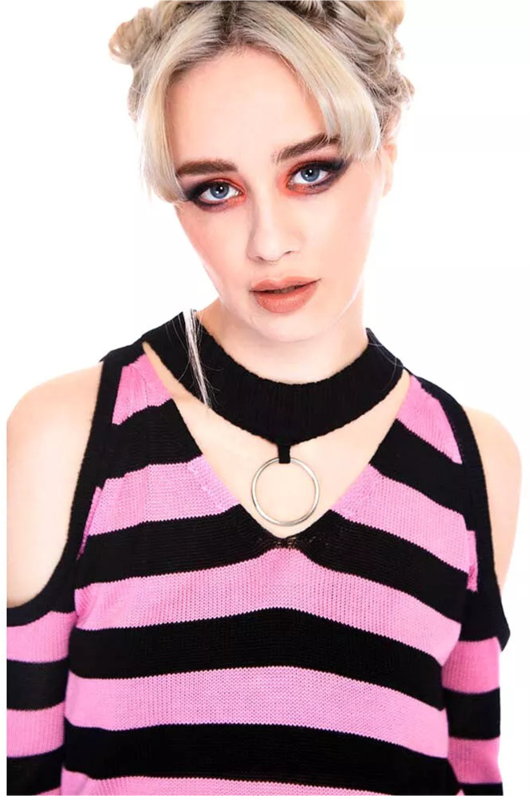 Jawbreaker Stripe Cold Shoulder Jumper