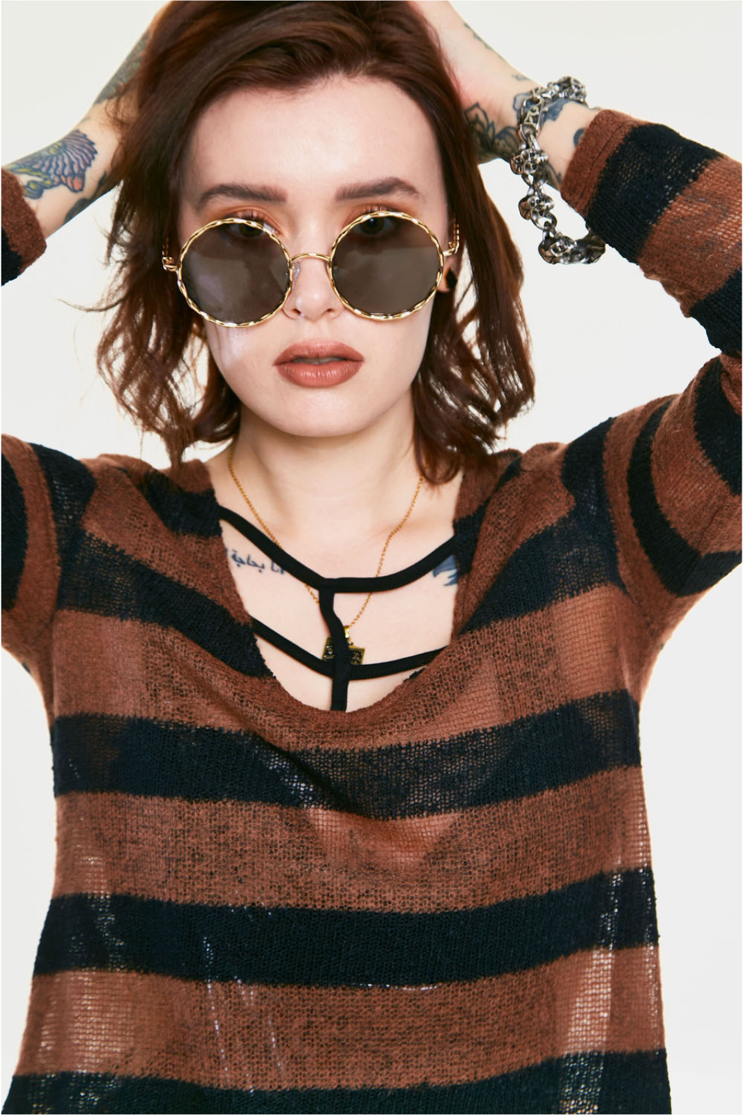 Striped Sheer Knit Sweater