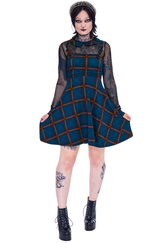 Get Fluid Plaid Overall Dress
