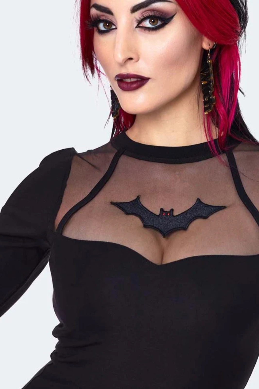 Jawbreaker Bat Embroidered Mini Black Dress