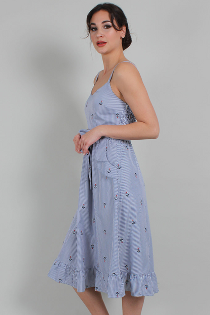 Andy Anchor Pinstripe Flare Dress