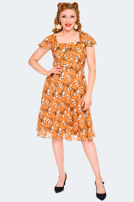 Curve Short Sleeve Floral Dress