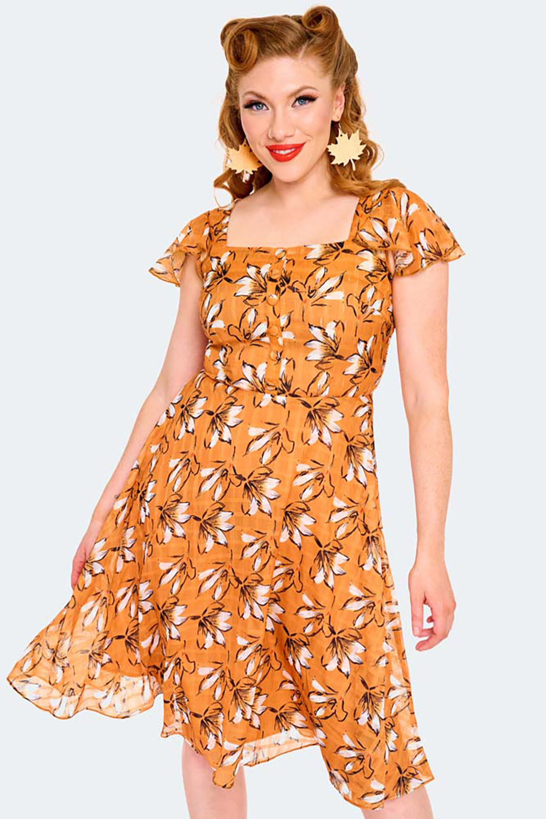 Curve Short Sleeve Floral Dress
