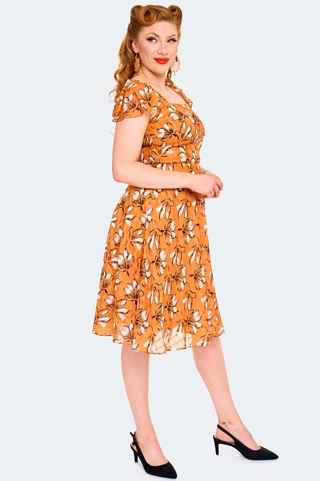 Curve Short Sleeve Floral Dress