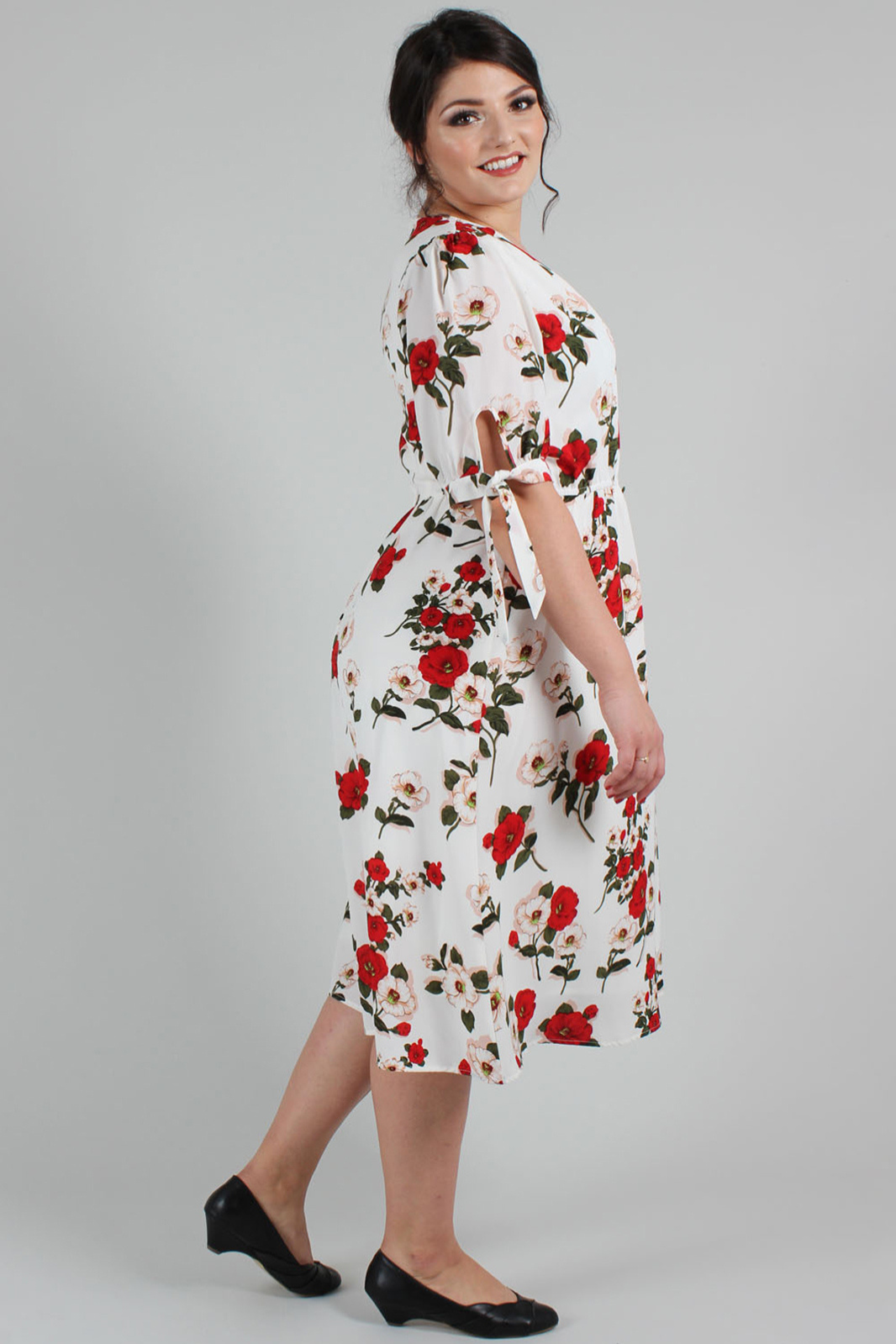 Curve Floral White Flare Dress
