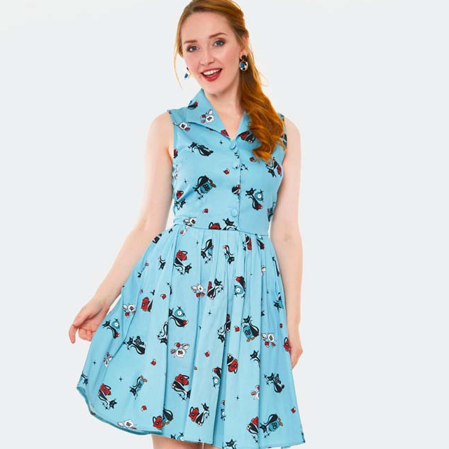 Kitty Sleeveless Flare Dress - Blue