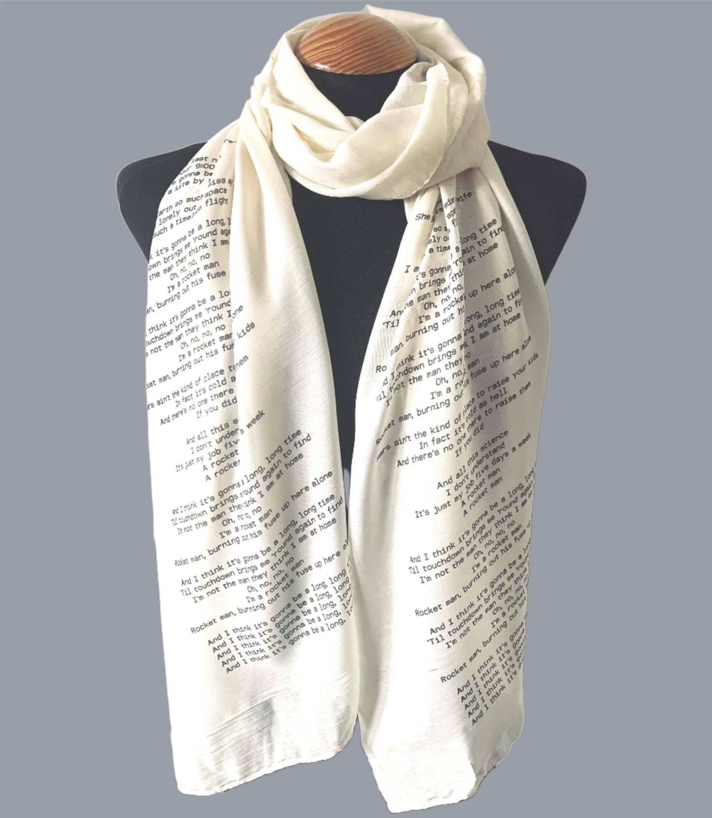 Elton John Rocket Man scarf. Song lyric scarf. Elton John gift.: Beige