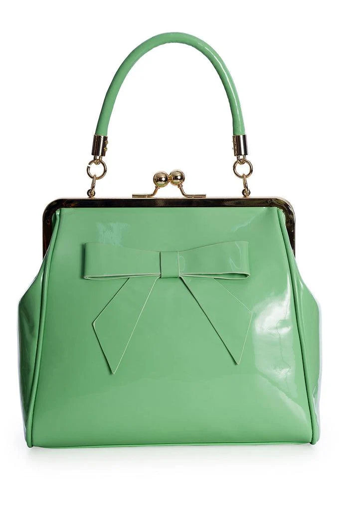 Pale Green Patent Bow Bag