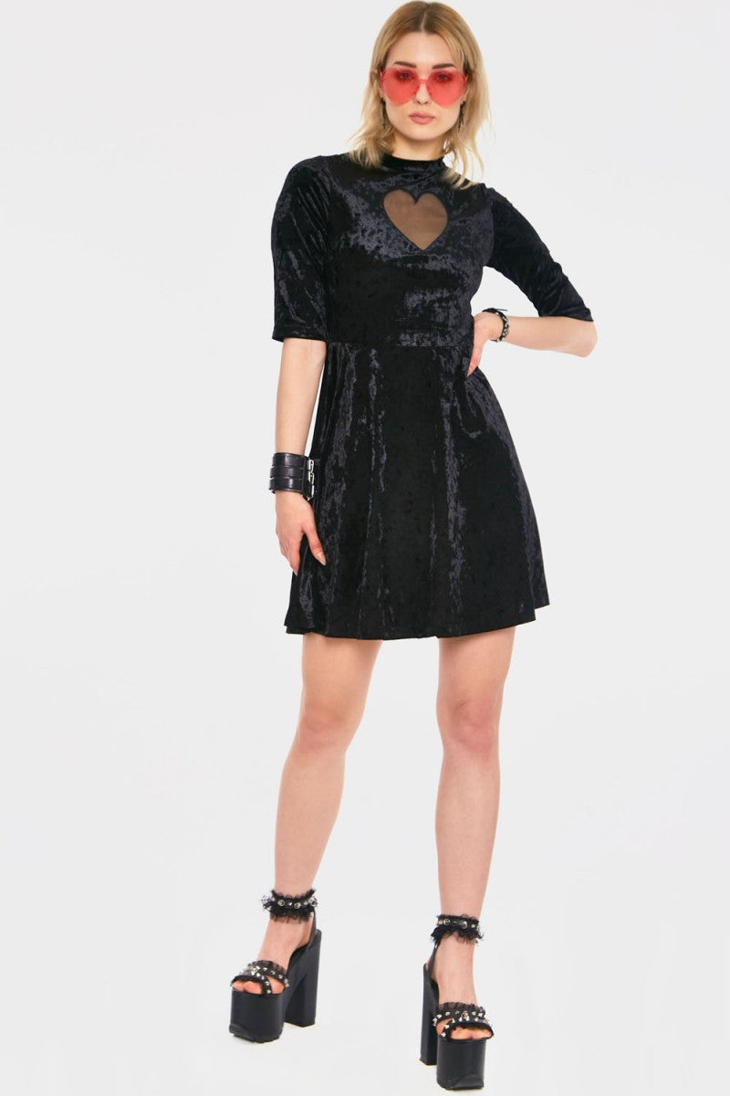 Heartless Black Velvet Dress