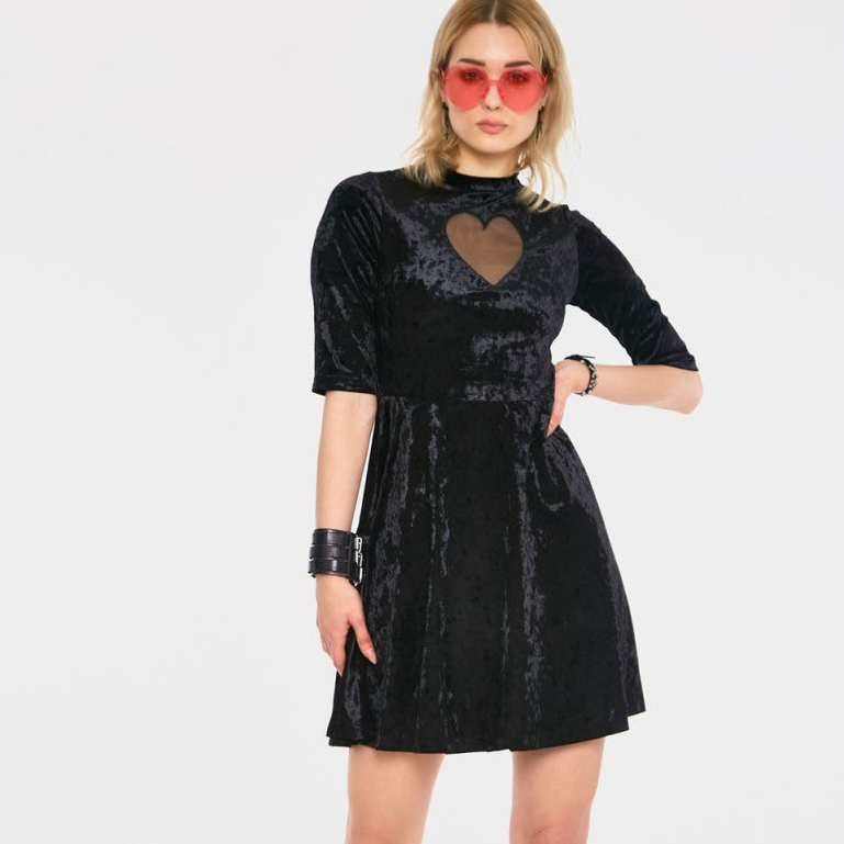 Heartless Black Velvet Dress