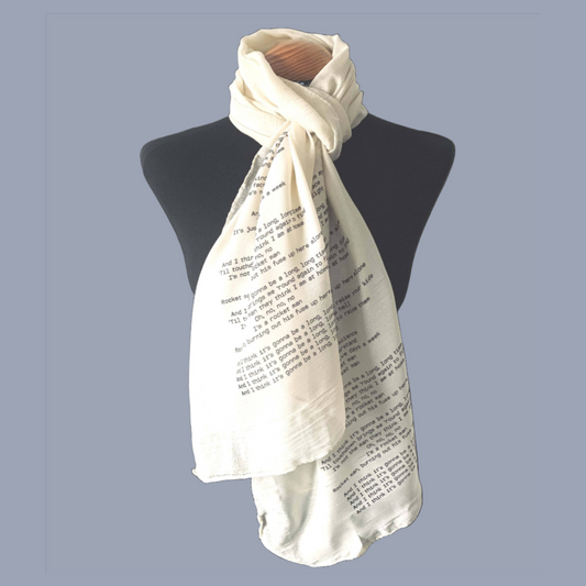 Elton John Rocket Man scarf. Song lyric scarf. Elton John gift.: Beige